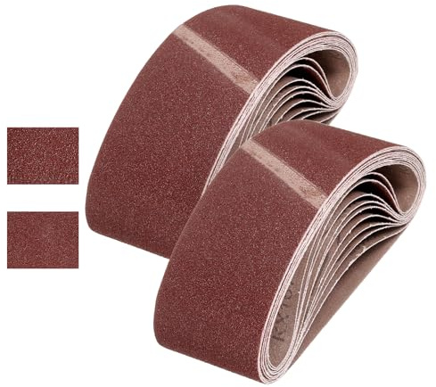 QUARKZMAN 76mm x 457mm Nastri Abrasivi, 20Pz Grana 80/120 Grana Carta Vetrata per Levigatrice Ossido di Allumina Per Lavorazione Legno, Lucidatura Metalli, Affilatura Coltelli | Ossido di Allumina, per Levigatrice, per Lavorazione Legno, Lucidatura Metalli, Affilatura Coltelli