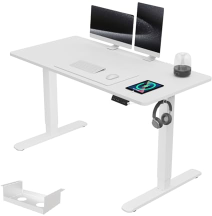 Airfish Escritorio Elevable Electrico 120 × 60cm con Puerto USB, Mesa Escritorio Elevable con Alerta de Sedentarismo, Escritorio Ajustable en Altura, Mesa de Oficina Elevable