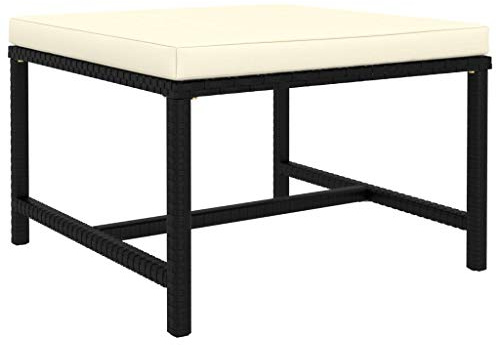 YuuSsea Modularer Fußhocker mit Kissen, Schwarz Poly Rattan, Gartenmöbel für Outdoor-Lounge-Set, Terrassen-Sofa-Erweiterung