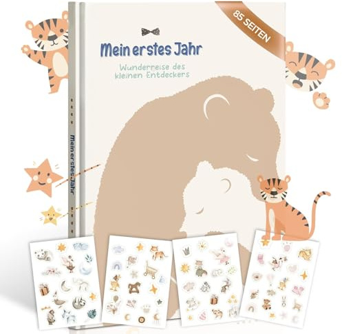 Libro dei ricordi per bambini, 28,5 x 21 cm, album per neonati e diario con motivo a tigre, regalo per battesimo e nascita