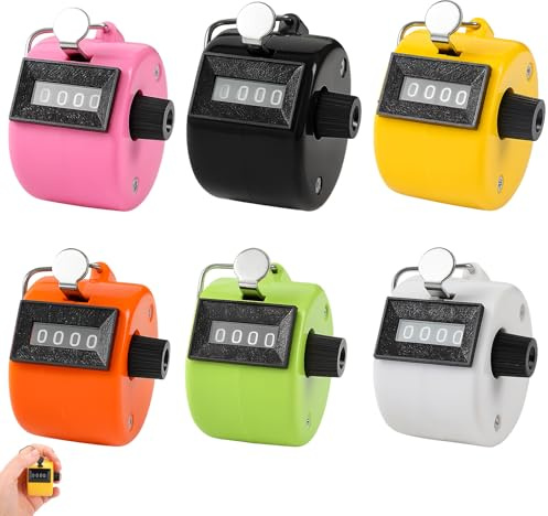 Musiook 6 Pack Clicker Counter Set, Durable Handheld Tally Counter with 4-Digit Display, Mechanical Counting Device for Teachers, Coaches, Knitting, Golf, Fishing, Sports and Event Use