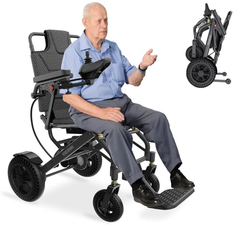 Electric Wheelchair for Adults - Foldable Lightweight (40lbs), 500W Motor, 15-Mile Range, 250Lb Capacity, Airline Approved for Travel