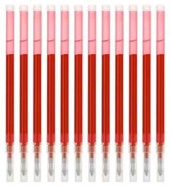 12 Piezas de Recambios para Bolígrafo Borrable Rojo, Recambios Boligrafos Borrables, Recambios de Gel Borrables con Tinta Termoresistente, Punta de 0,7 MM, para Notas y Proyectos Creativos (Rojo)