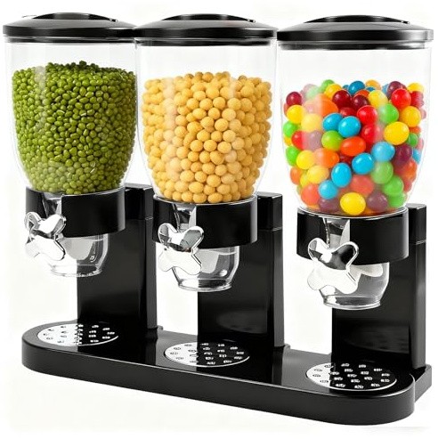 YuLiMirich Cereal Dispenser 2 L, lufttät flingdispenser för att organisera köksförvaringsutrymmet, frukostdispenser med 3 lufttäta behållare för flingor, ris, korn, godis, kaffebönor