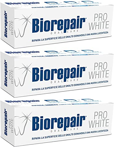 Biorepair:Pro White Whitening Toothpaste with microRepair - 2.5 Fluid Ounce (75ml) Tubes (Pack of 3) [ Italian Import ]