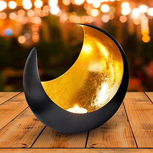 Marrakesch Lanterna portacandele Orientale in Metallo - Portacandele per Giardino - Moon Oro - trasmettere Una buona Atmosfera - Passare Un Buon Momento in Giardino