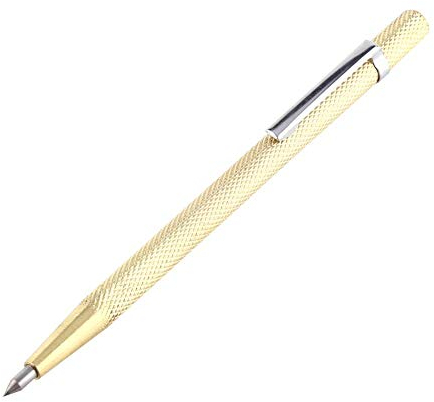 Walfront Reißnadel, 1 Stück Carbide Radierstift Gravurstifte, Anreissnadel für Glas/Keramik/Blech, Tragbare Tasche Stift mit Clip (Gold)