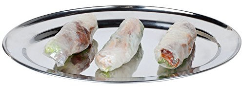 WINSOME Serving Platter Stainless Steel Oval Dish - Multipurpose Food Tray for Dinner Buffet, Parties and Gatherings
