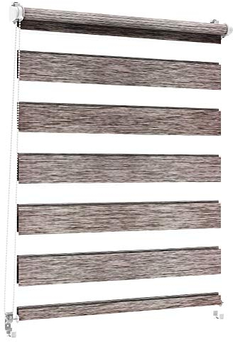 Sonnenschutz-HH - Doppelrollo Klemmfix ohne bohren Duo-Rollo Kettenzugrollo Seitenzugrollo AUSSENMAß Breite 80 x 150 cm Höhe - Leinen-Struktur grau