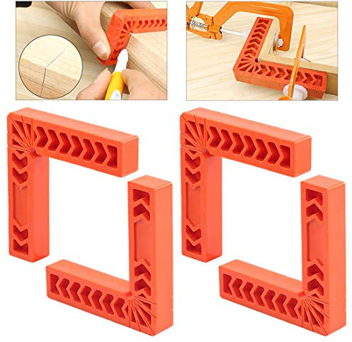 Glarks 4 pezzi 6/150 mm 90 gradi di posizionamento quadrati, morsetti angolari ad angolo retto per falegnameria, cornici, righello ad angolo retto tipo L, strumento da falegname (6''/150 mm)