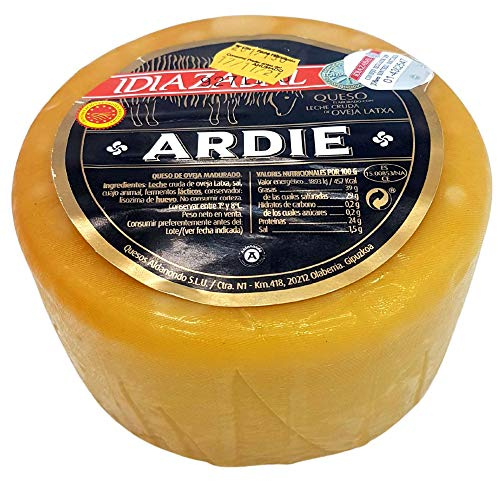 Queso Idiazabal Ahumado Aldanondo Ardie - Elaborado con Leche Cruda de Oveja Latxa - Peso Aproximado 1000 gramos - ideal para tapa, ración, ensalada, tosta, relleno, salsas y postres.