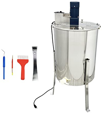 INTBUYING Electric 3 Frame Honey Extractor, Stainless Steel Honeycomb Drum Spinner Beekeeping Farm Separator with Stand Bee Extractor Apiary Centrifuge Equipment