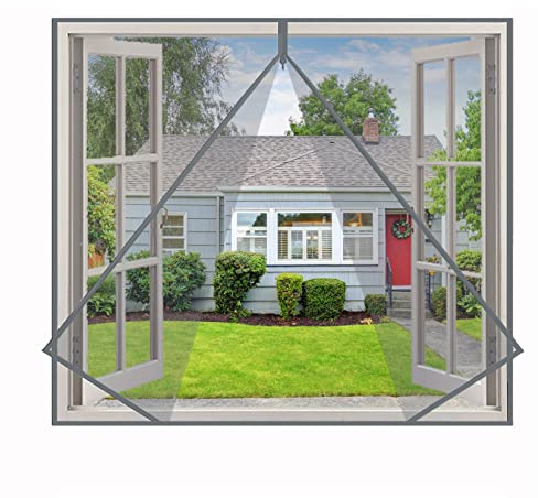 Fliegengitter für Dachfenster 150x200cm Fliegengitter Fenster Insektenschutz DIY Fenstergitter Multifunktionaler Insektenschutz-Rollladen Erker, Grau