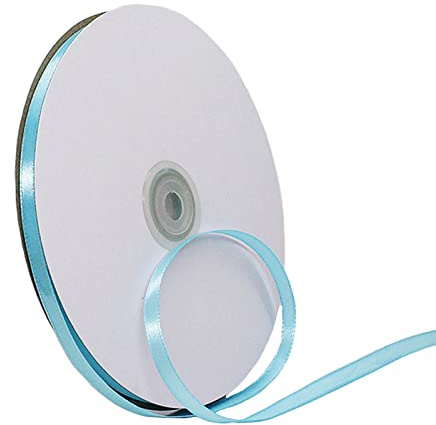 91m Satinband Geschenkband Hellblau 6mm Breit,Seidenband Luftballon Band Dick Schleifenband Satin Dekoband Geschenkverpackung Deko Band Stoffband für Halloween Weihnachten Hochzeit Taufe Geburtstag