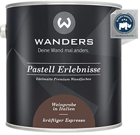Wanders Erlebnisse Peinture murale mate pour meubles et cuisine 2,5 l – Expresso puissant/marron foncé – Peinture à la craie pour meubles de cuisine – Haut pouvoir