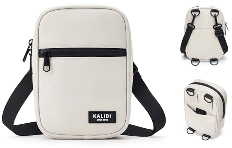 KALIDI Unisex Umhängetasche,Herren & Damen Klein Crossbody Bag Damen Nylon Wasserdichter Herren Schultertasche Handytasche zum Umhängen für Freizeit Reisen Job(Creme)