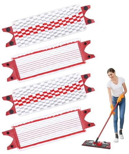 TIDEVAN 4 Pièces Replacement Microfibre Pad pour Vileda Ultramax,Compatible Recharge Vileda Serpillere Absorption Supérieure Remplacement des Têtes de Recharge de Vadrouille pour Tous Types De Sols