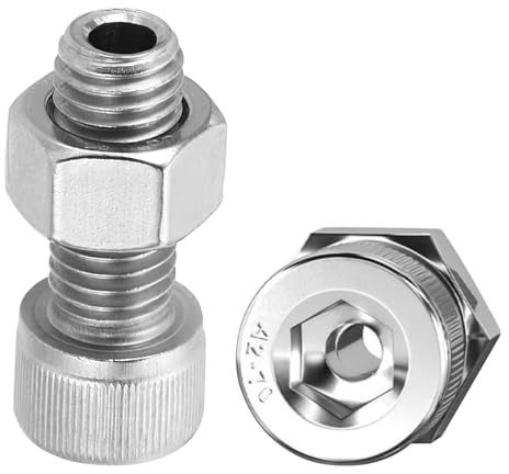 PATIKIL M12x30mm Hexagone Douille Vis, 2 Ensemble Cylindrique Creux Boulon Écrou Trousse Lampe Filetage Vis Traversant Trou Fixations, 304 Inox Acier