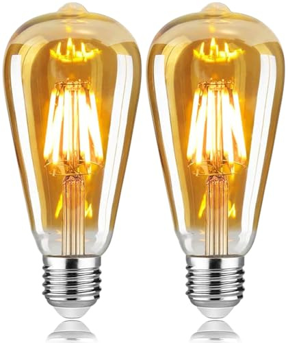 Woowtt 6W Vintage E27 Edison LED Bulb - Dimmable Filament, 600LM 2700K Warm White Decorative Light, Pack of 2