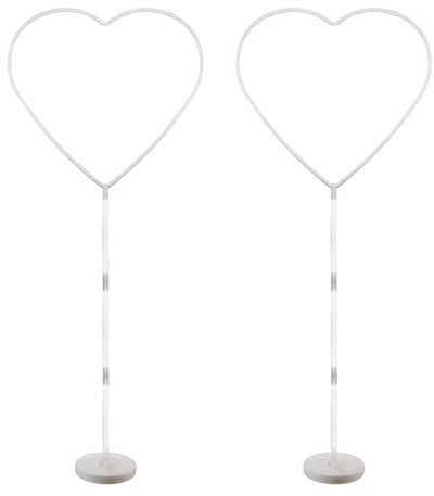 PATIKIL 2er Set Ballonständer für den Böden, 59 Zoll Ballonstäbe mit Standfuß Herzform Ballonständer Halterung Kit Ballonhintergrundständer Kunststoff Ballonstäbe Bogen Kit für Dekoration