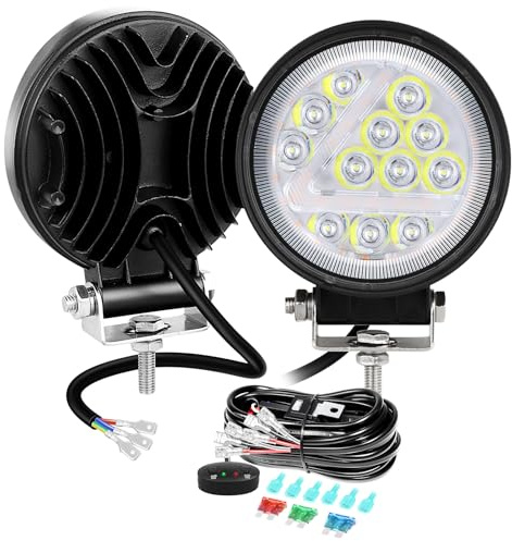 Willpower 2pcs Focos LED Tractores 4 Pulgadas 36W Faros Led 12V 24V Luz de Trabajo LED Antiniebla LED para 4x4 Coche Camión Barco Offroad Auto, IP67, 3000K 6000K Doble Color, con Cables, Ronda