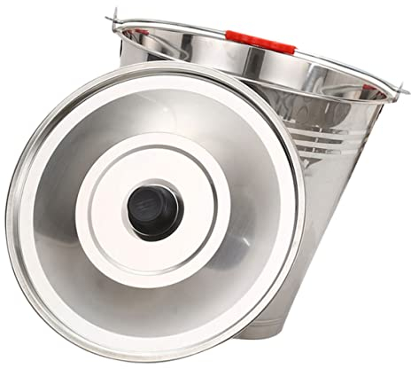 Generic Stainless Steel 8l Water Bucket with Lid 28cm Portable Multifunctional Milk Bucket Sturdy Non-Magnetic Metal Pail for Farm Use and Outdoor Activities