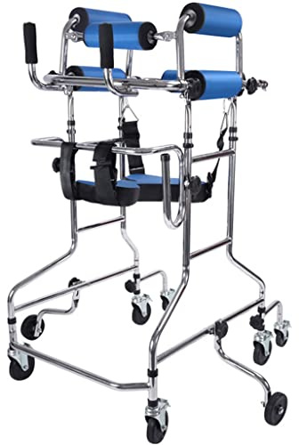 Rollator Lauflernhilfe für Erwachsene, aufrechter Gehhilfen, robuste verstellbare Höhe & Breite Gehhilfen mit 8 Universalrädern, Sitzkissen, Rückenlehne, Armlehne
