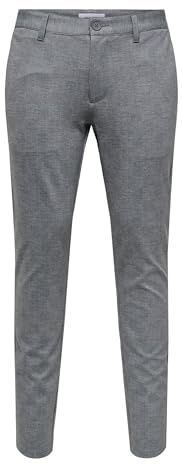 Only & Sons Herren Onsmark Slim Check 020919 Pant Noos Chinohose, Ultimate Grey, 31W / 30L EU