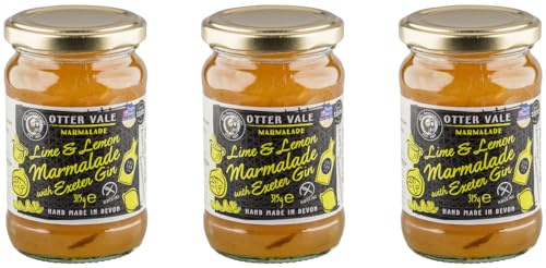 Otter Vale - Lime & Lemon Marmalade with Exeter Gin, 3 x 315g Glass Jar | Mix of tangy lime and lemon with generous splash of local gin, hand-made in Devon, gluten-free