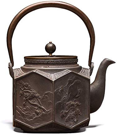 sjdoPulse Théière en Fer, Pot en Fer Pur Fait À La Main, Bouilloire Bouillante Domestique, Ancienne Théière en Fer À Eau Bouillante, Service À Thé