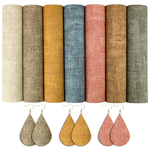 7 Stück weiche Denim-Textur, Kunstleder, A4-Größe, einfarbig, Bastelbedarf Bastelstoff für DIY-Ohrringe, Schlüsselanhänger, Geldbörsen