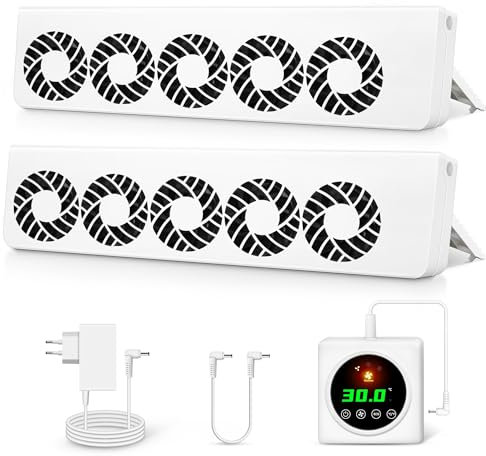 ecoCalm Heizkörper Ventilator mit 10 Lüfter mit Regler mit intelligenten Thermostaten, Heizkörperlüfter die Effizienz auf Heizkörper Länger als 84cm der Heizung und Sparen Energie (Duo Set)