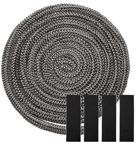 ALI2 Dichtung für Kamineinsatz, 10 mm x 2,5 m, flache Dichtung für Einsatz, Dichtung für Holzofen für Kamin, Ofentür, Glasdichtung für Holzofen, Holzofen, Schwarz (10 mm x 2,5 m)