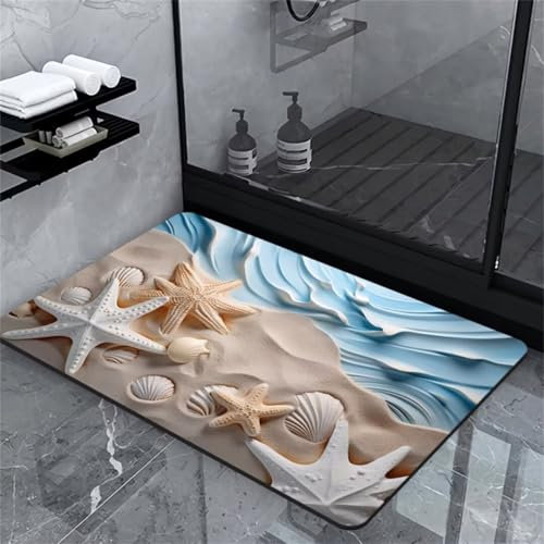 Badezimmerteppich, Badematte Rutschfest Badematte Stein, Badteppich Badvorleger Rutschfest Waschbar, Badematten Bad Teppich Badezimmer Teppiche, Bathroom Bath Mat, Badematte Maritime Teppich 120x180cm