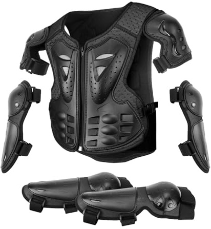 Plastron de Moto pour Enfant, 5 Pièces Plastron de Moto pour Enfant- Protecteur de carrosserie de Moto | Costume de Bras de Moto, équipement Cyclisme Hors Route, Protecteur d'équitation