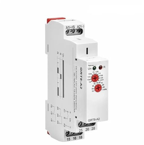 Hookurity relé Temporizador Relé Temporizador de retardo GRT8-A de 12 V, 24 V y 230 V, relé Temporizador de Tipo riel DIN(GRT8-A1 AC230V)