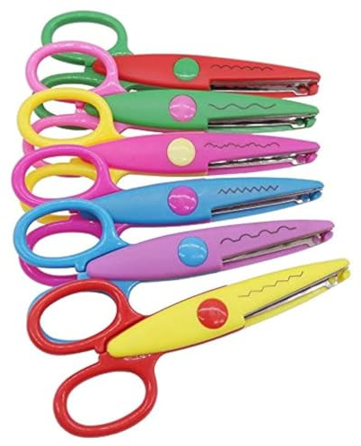 Crazy cut wavy scissors 1x 5x 10x pack with Plastic Handles and Stainless Steel Blades Pattern craft fun Safety children kids zigzag zig-zag (10 Pairs)