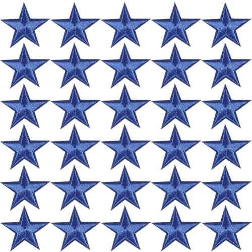 CABODYALS 100 Stück 3cm Dunkelblaue 5 Sterne Applikationsflicken Mini Pentagramm Stickerei Zum Aufbügeln Kleine Solide Aufnäher Reparaturflicken In Großpackung Zum Nähen Basteln Kleidung Jacken Jeans
