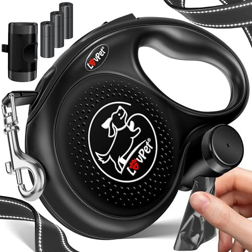 LOVPET® Hunde Rollleine 8m | Hundeleine für kleine & große Hunde 50kg | Ausziehbare Leine ergonomischer & Rutschfester Griff | Joggingleine 360° Leinenverlängerung | Laufleine Reflektierenden Maschen