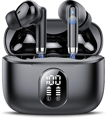 Wireless Earbuds, Bluetooth 5.4 Headphones In Ear with 4 HD ENC Noise Cancelling Mics, 40H Playtime Mini Ear Buds Deep Bass, Earphones Light Weight, Bluetooth Earbuds IP7 Waterproof, Portable Design