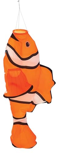 In the Breeze 5251 — Clownfish Big Breeze Windsack™ — Großer 3D-Strandwindsack für Höfe, Gärten, Terrassen