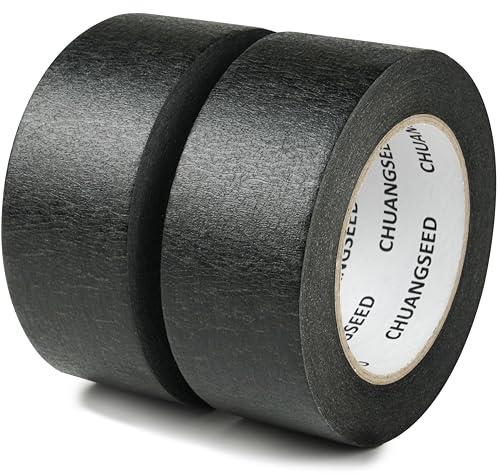 CHUANGSEED 48 mm x 50 m-2Rollen Schwarzes Abdeckband Kreppband für Malerarbeiten und Renovierungen-Leicht Abnehmbar Abklebeband - Malerband Wasserdicht Schwarzes abdeckband lackieren auto