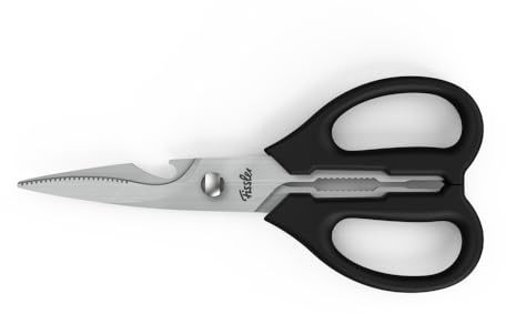 Fissler / Mehrzweck-Schere, Küchenschere mit Sägeschliff (20 cm) für Linkshänder & Rechtshänder, Universalschere mit Flaschenöffner