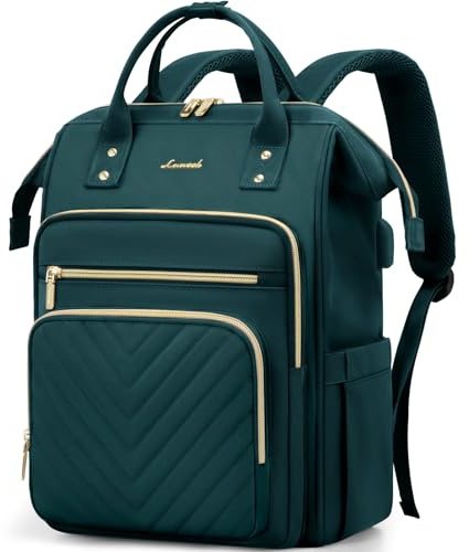 LOVEVOOK Laptop Backpack for Women, 17 inch Womens Backpack for School College with USB Port & Anti-theft Zipper, Large Computer Laptop Rucksack Casual Daypacks for Business Travel, Dark Green