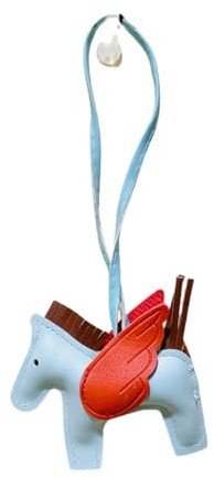 Rockreyoa Cartoon-Pferde-Anhänger Autoschlüsselanhänger Ledertaschen-Anhänger Taschenanhänger Bag Charms Geldbörsenanhänger Keychain Cute Pony-Schlüsselanhänger für Handtasche Rucksack blau-rot