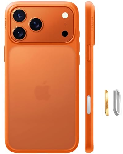 TORRAS Guardian für iPhone 17 Pro Max Hülle [TOP Militärschutz] mit Kameraknopf Matt Transluzente Schutzhülle Samtweiche Haptik Stoßfest Kratzfest Handyhülle für iPhone 17 Pro Max Case Orange