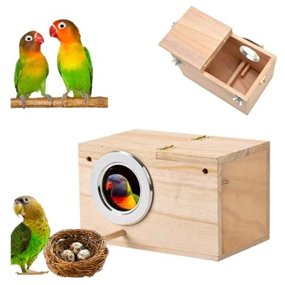Sittich Nistkasten Wellensittich Zuchtbox, Holz Vogelnistkasten Vogelnest Brutkasten für Vögel, Natürliche Vogel zuchtbox, Vogelzuchtbox