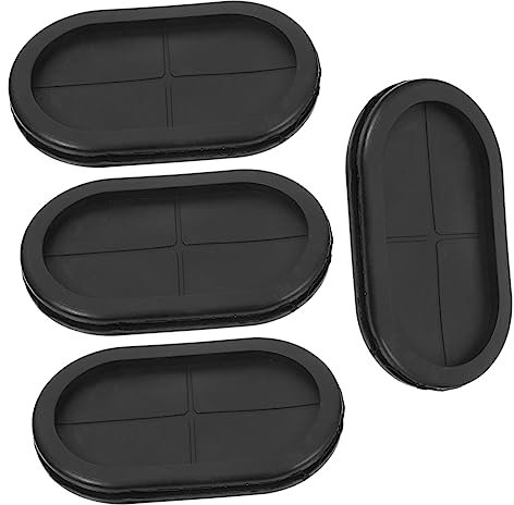 Operitacx Kit 4 Pezzi Passacavi in Gomma Nera Flessibile, Guarnizioni di Protezione per Fili, Foro Ellittico Anti Polvere e Resistente al Fuoco per Uso Domestico Stile Casuale