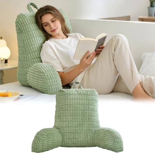 BOYIFEIJIE Lesekissen für Bett Und Sofa, Erwachsenensofa mit Rückenlehnenkissen, Sitzkissen mit Armlehne, Rückenlehne Geeignet zum Fernsehen, Lesen, Handyspielen und Spielen im Bett (Grün)