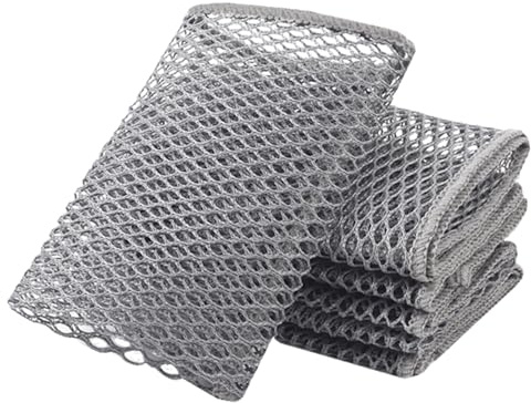 SUNLAND Netted Mesh Dish Cloths for Washing Dishes 6 Pack 12x12Inch Grey | No Odor Dishes Scrubber for Kitchen, Fast Drying, Easy to Clean, Dish Cloth